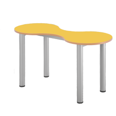 Produktbild Kleeblatt Zweiertisch Schultisch mit Melaminplatte, fahrbar 